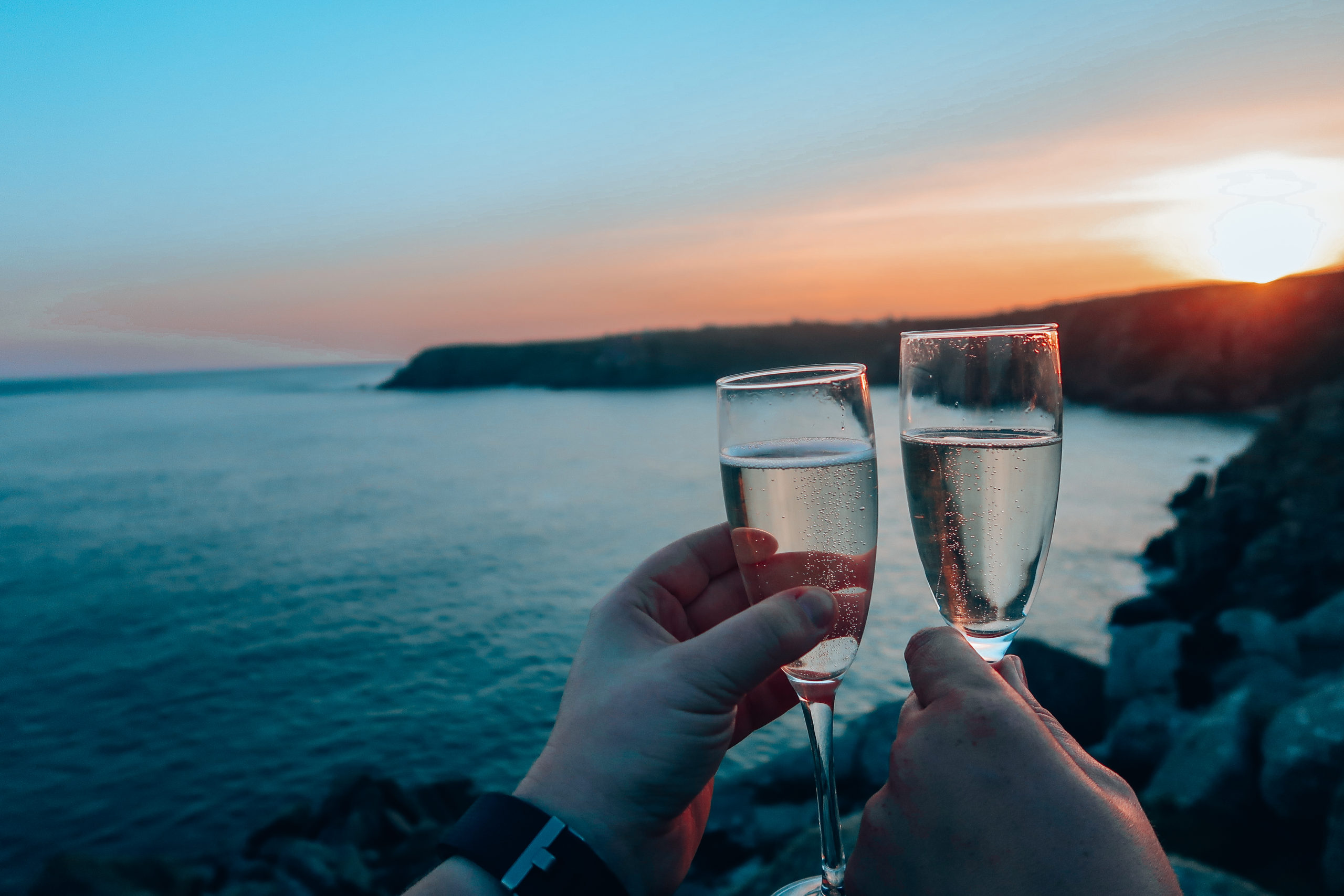 Prosecco & Sunset - Porthcurno, Cornwall 
